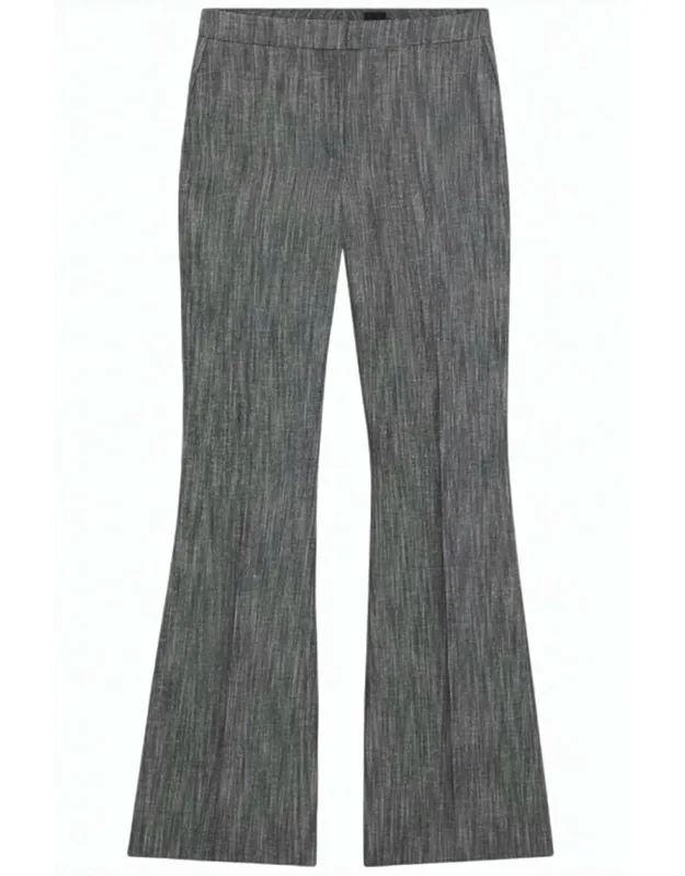 Flared Leg Pleated Trousers