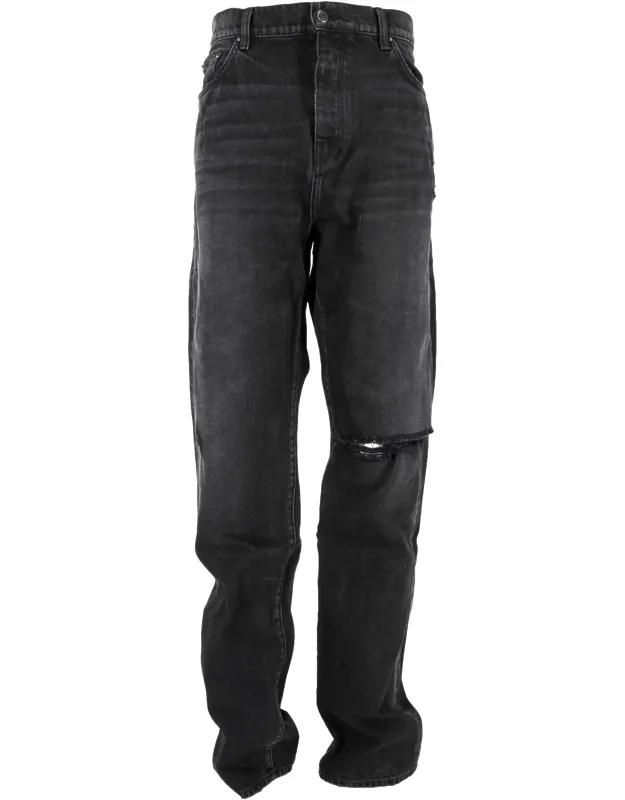 Distressed Straight-leg Jeans