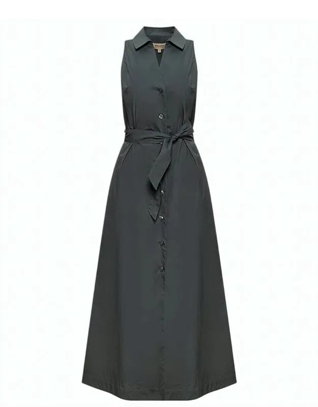 Shirt Collar Belted Dress