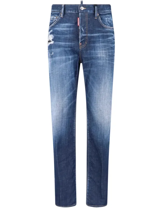 Medium-rise Slim-fit Distressed Jeans