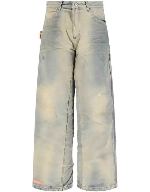 Distressed Wide-leg Denim Jeans