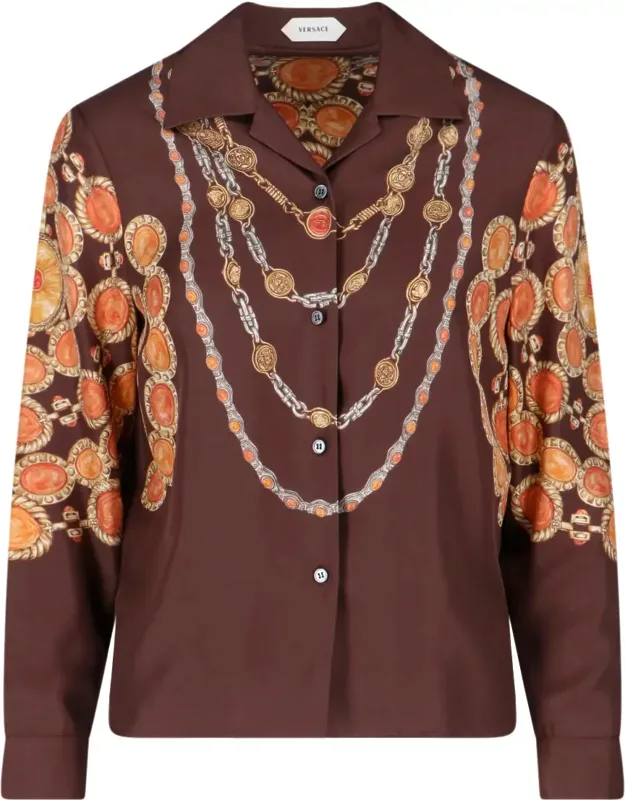 Ornate Print Silk Shirt