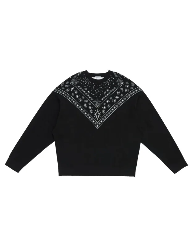 Bandana Knit Comfort Crew Neck Sweater