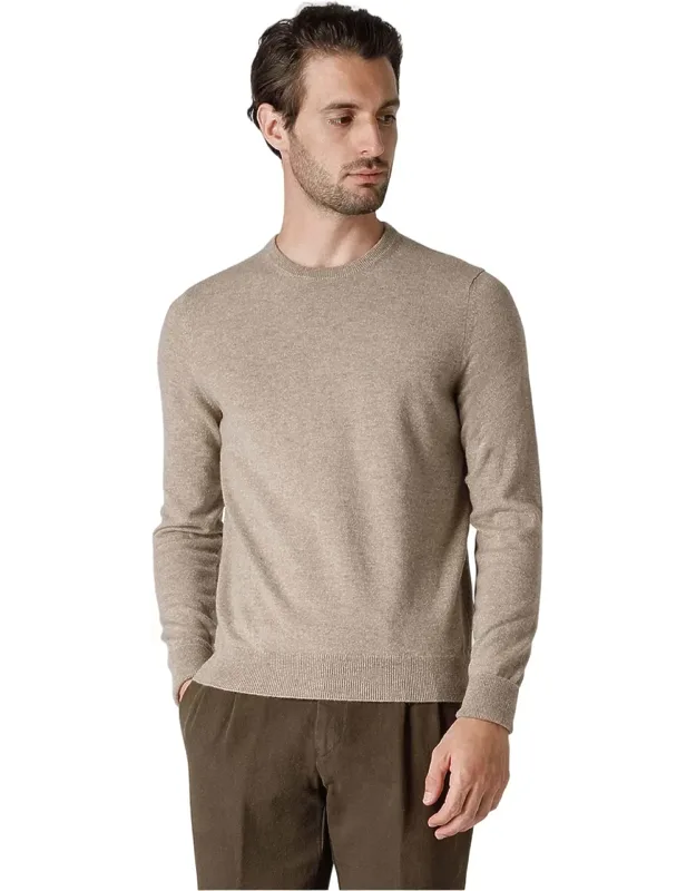 Crew Neck Cashmere Ribbed Sweater