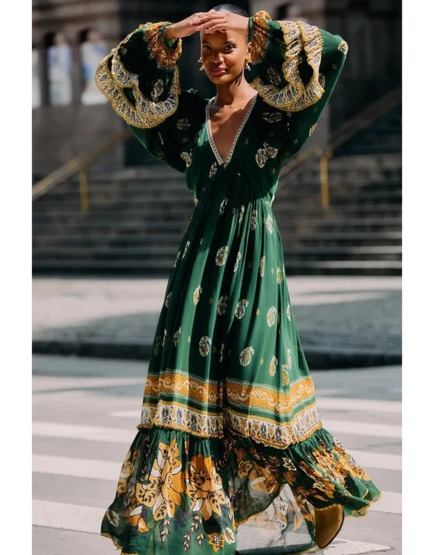 Ayla Long Sleeve Ruffled Maxi Dress