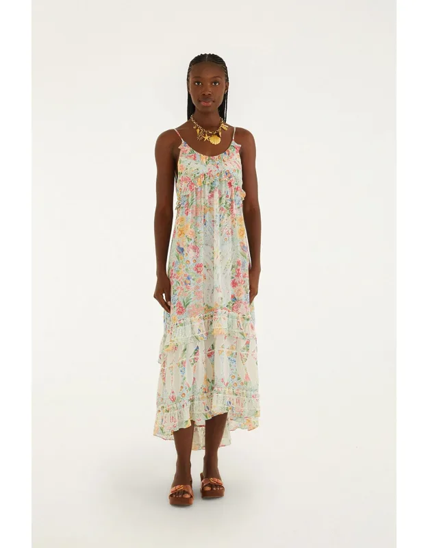 Rendeira Ruffled Sleeveless Maxi Dress