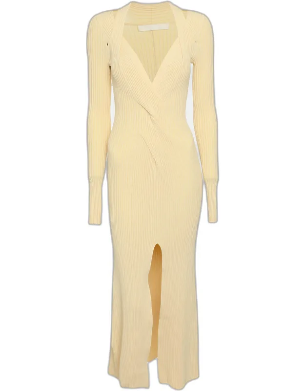 Rib Knit Twist Midi Dress