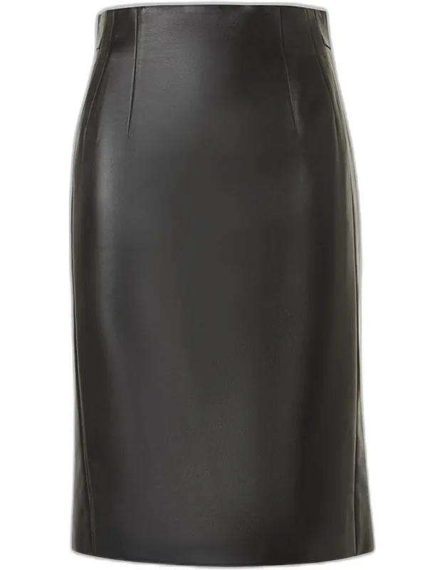Lamb Nappa Leather Pencil Skirt