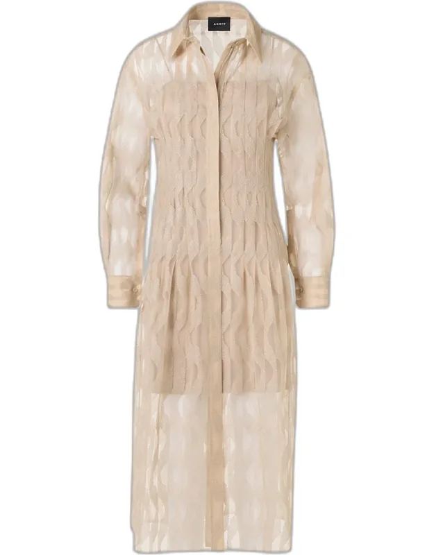 Embroidered Tulle Midi Shirtdress