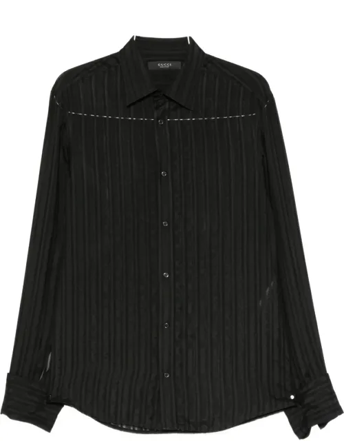 Vertical-stripe Semi-sheer Shirt