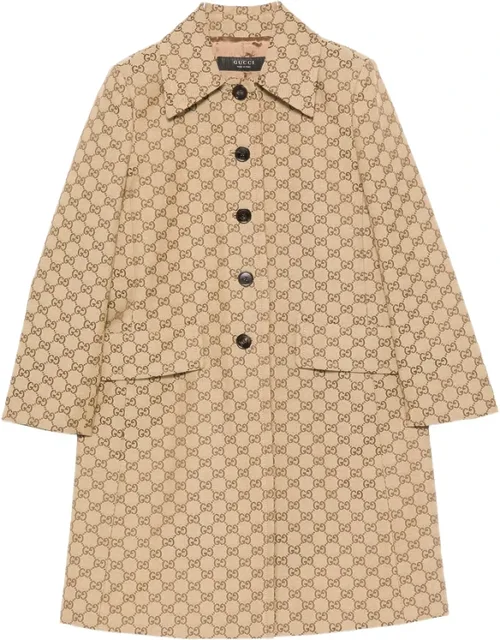 Gg Supreme Leather-trim Coat