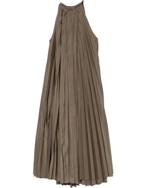 Pleated Halterneck Midi Dress