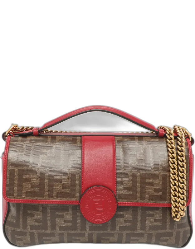 Double F Zucca Coated Canvas And Leather Top Handle Bag
