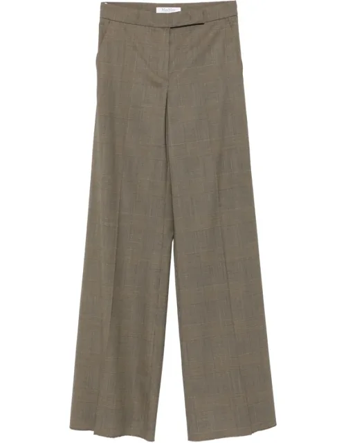 Check-pattern Wide-leg Trousers