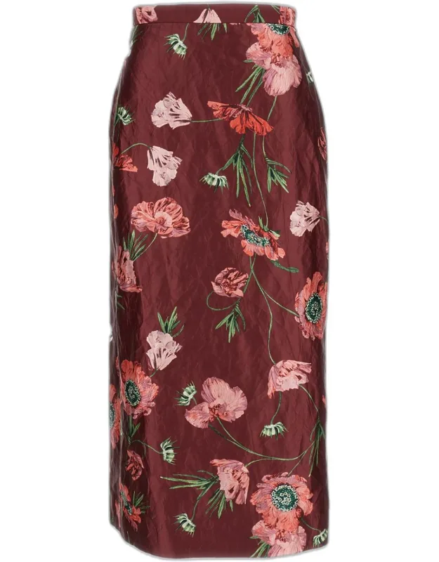 Floral Print Midi Pencil Skirt