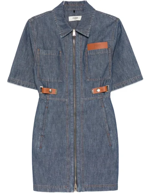 Zip-up Logo-patch Mini Dress