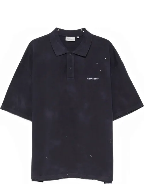 Paint-splatter Logo-embroidered Polo Shirt