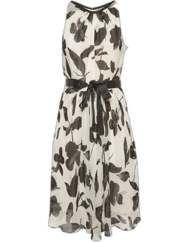 Printed Silk A-line Midi Dress
