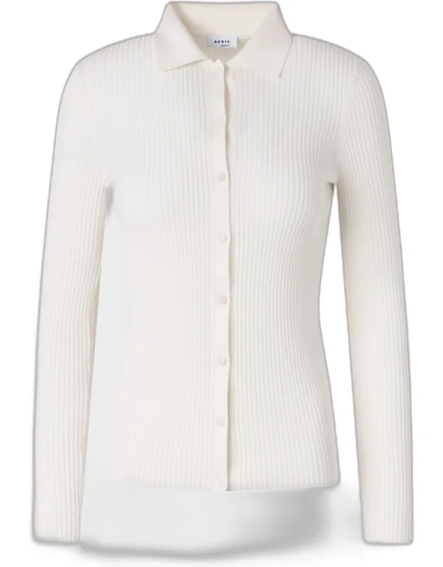 Merino Wool Rib Collared Cardigan