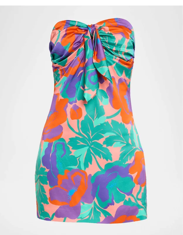 Dahlia Orion Strapless Floral-print Mini Dress