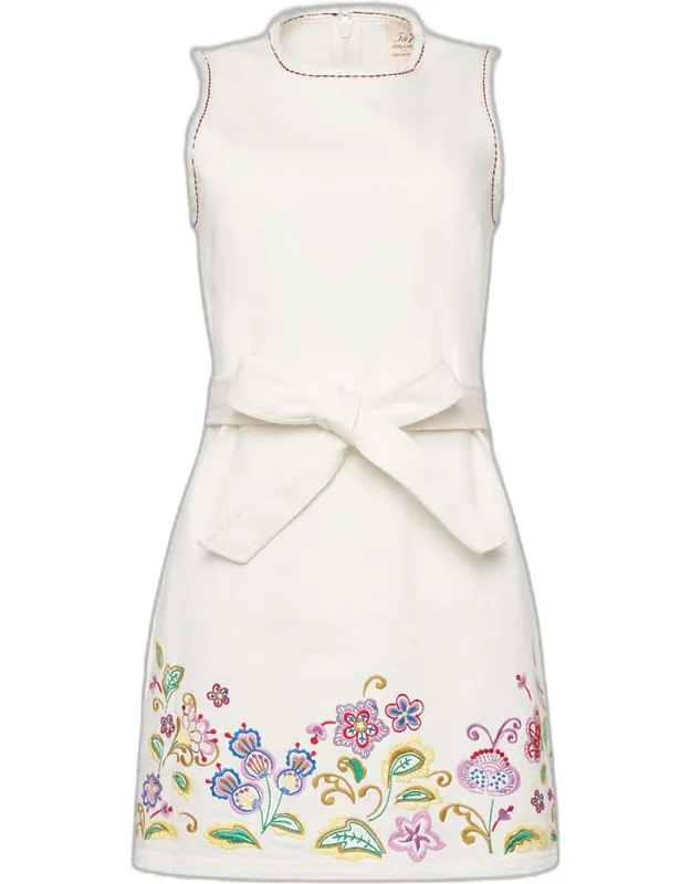Embroidered Denim Mini Dress