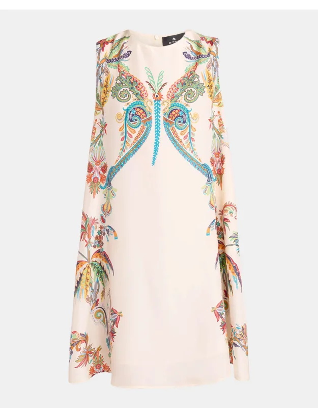 Paisley-print Silk Sleeveless Shift Dress