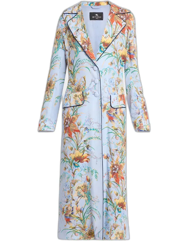 Floral Jersey Long Coat