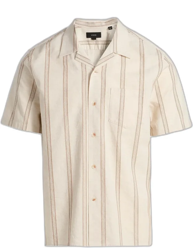 Cove Cotton And Hemp Stripe Short-sleeve Shirt