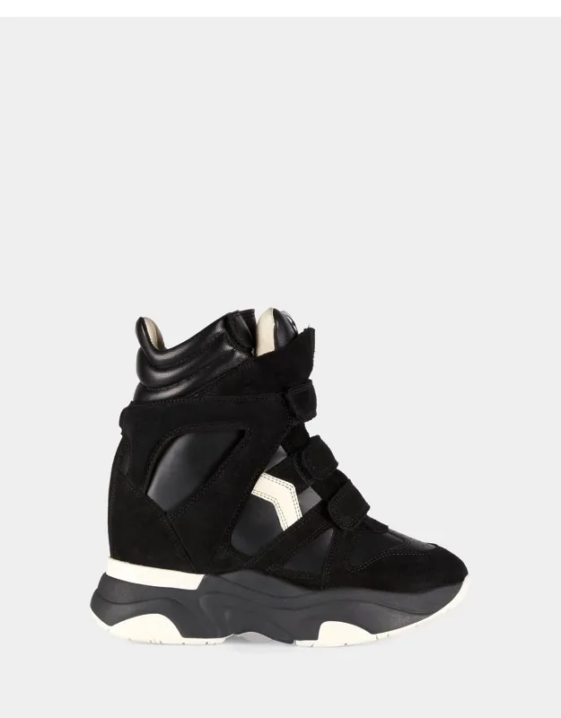 Leather And Suede High-top Wedge Sneakers