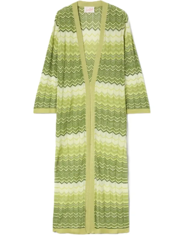 Chevron Knit Long Cardigan