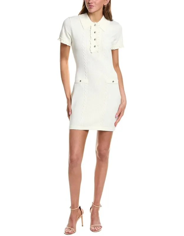 Ruffle Placket Knitted Mini Dress