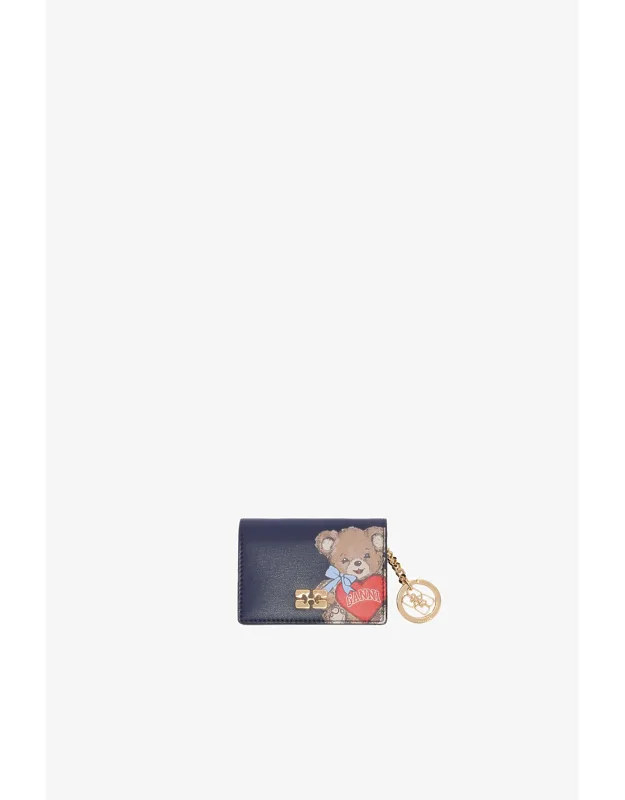 Bou Card Holder With Flap And Bear