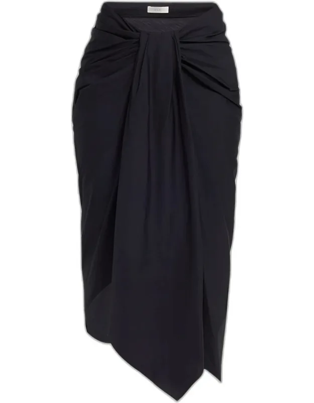 Draped Cotton Midi Skirt