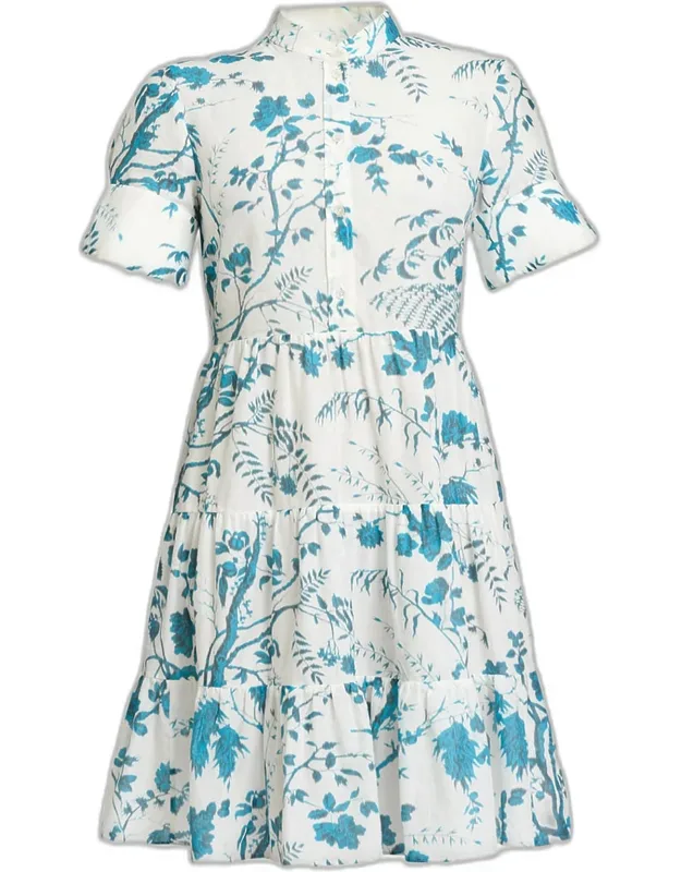Floral Tiered Mini Shirtdress
