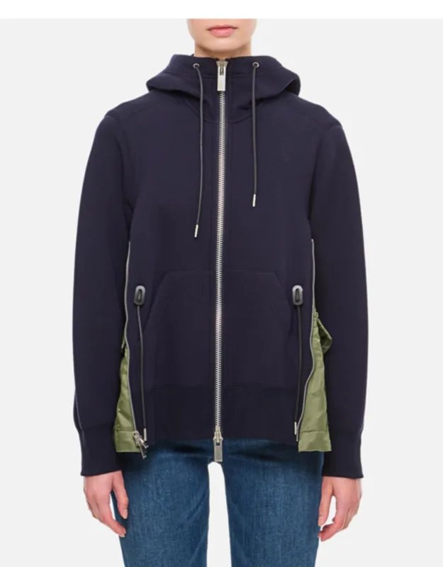 Nylon-blend Hoodie With Zipper
