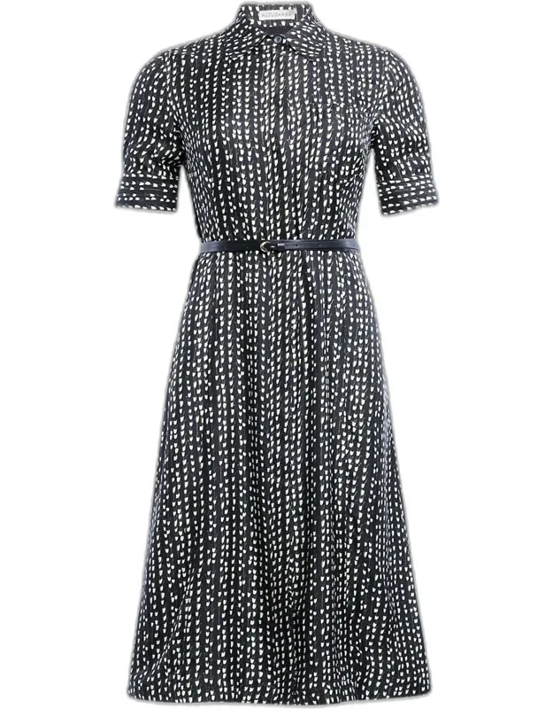 Abstract-print Midi Shirtdress With Belt
