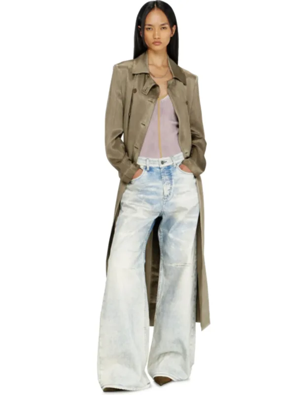 Trench Coat In Wrinkled Satin