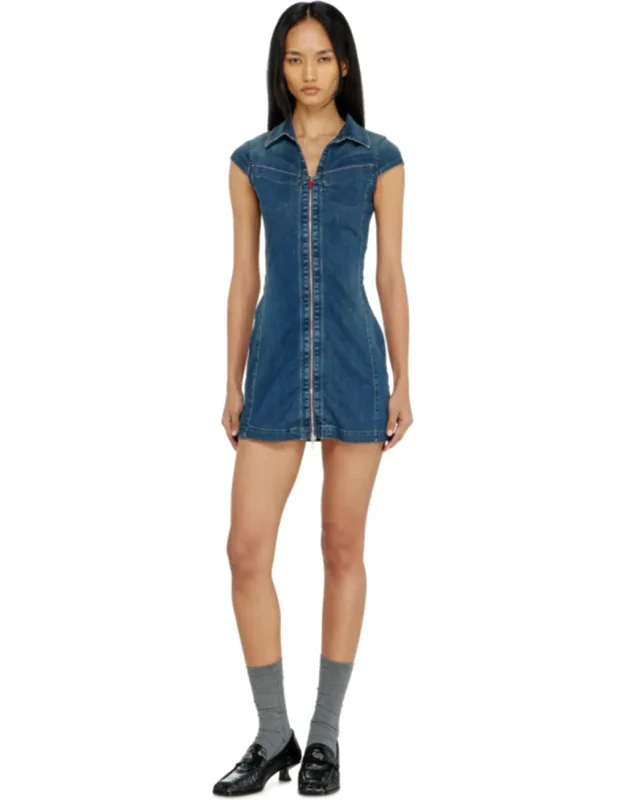 Denim Shirt Dress With Full Zip