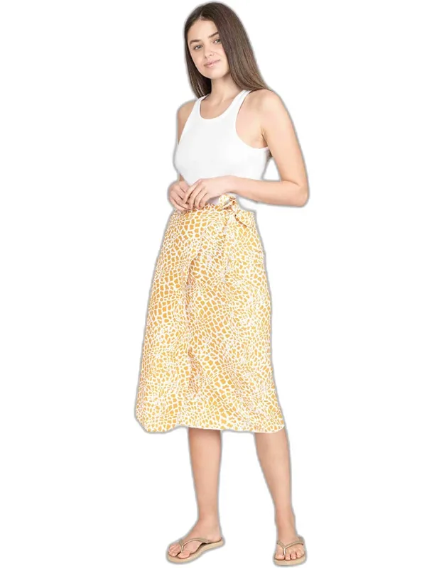 Animal Patterned Beach Cover Up Midi Wrap Skirt