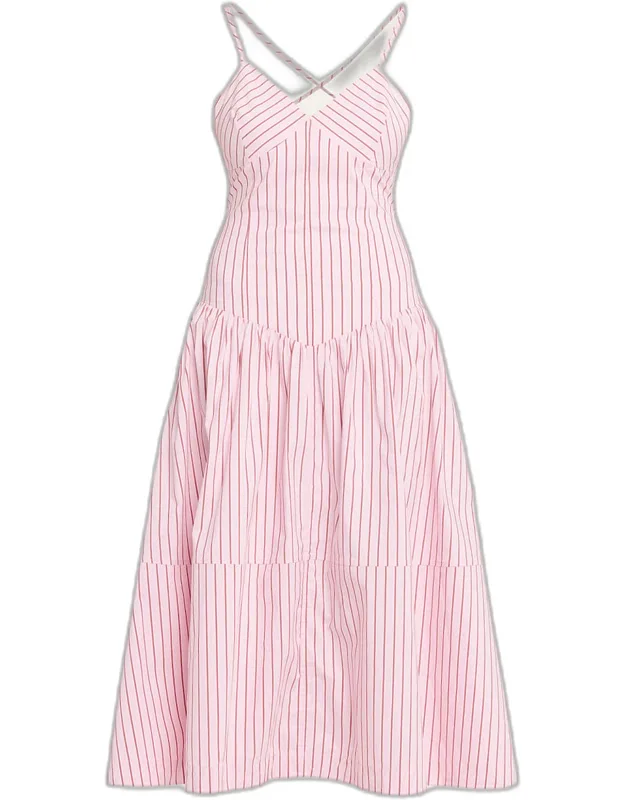 Stripe Drop-waist Midi Dress