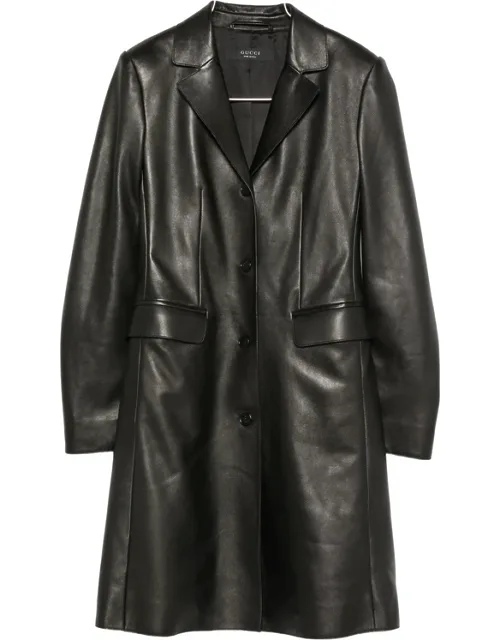 Leather Single-breasted Coat