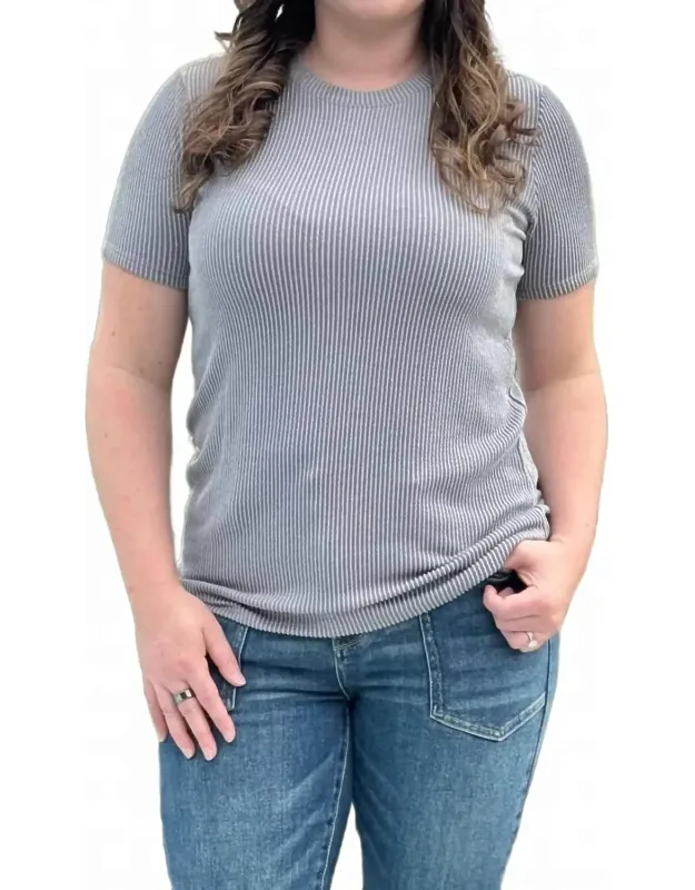 Ribbed Crew Neck Tee