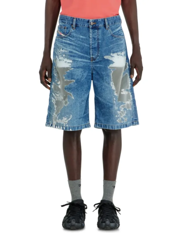 Shorts In Devoré Denim