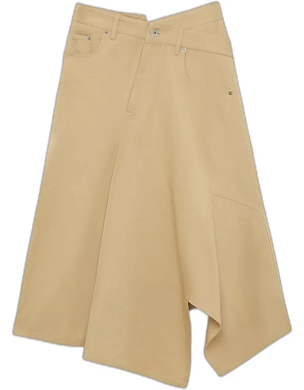 Asymmetric Cotton Midi Skirt