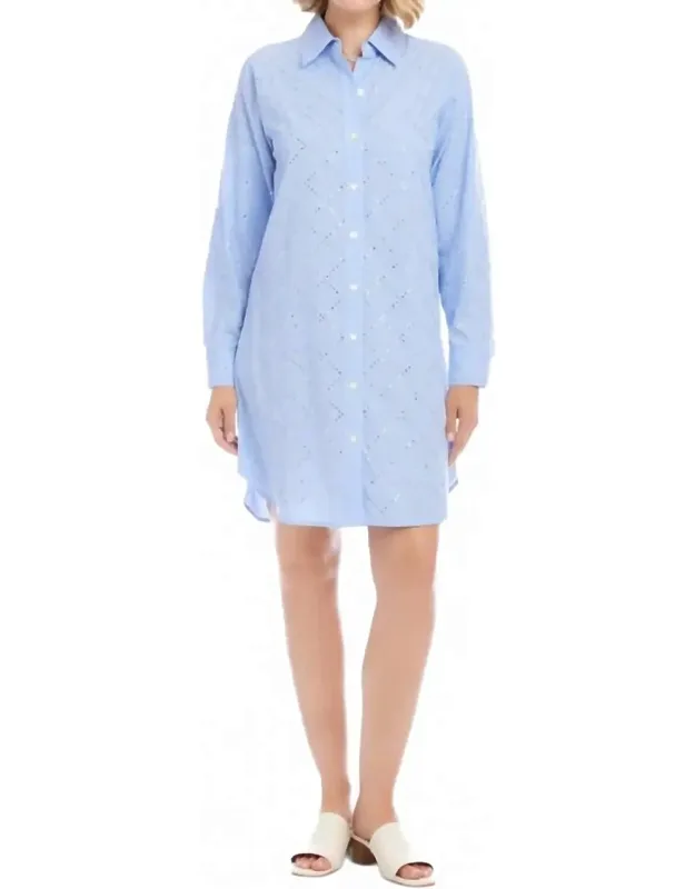 Stripe Roll-tab Embellished Shirtdress