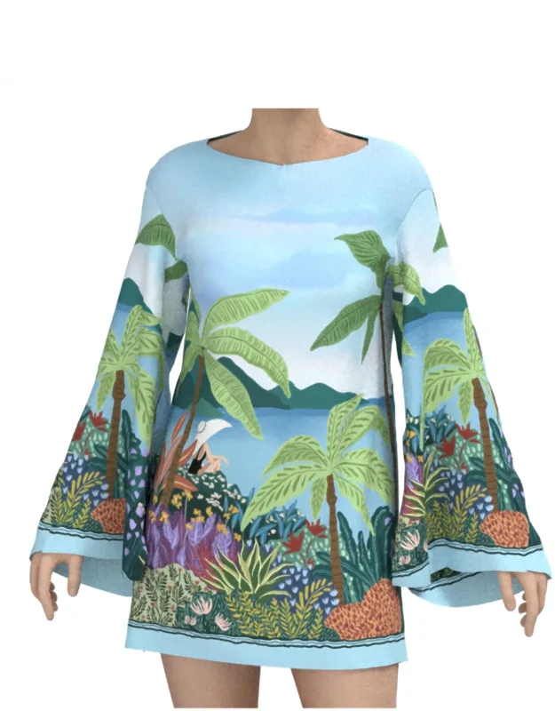 Bell Sleeve Floral Dress