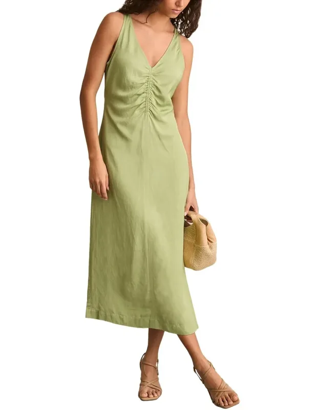 Pari Ruched Linen-blend Dress