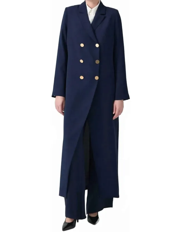 Long Crepe Trench Coat