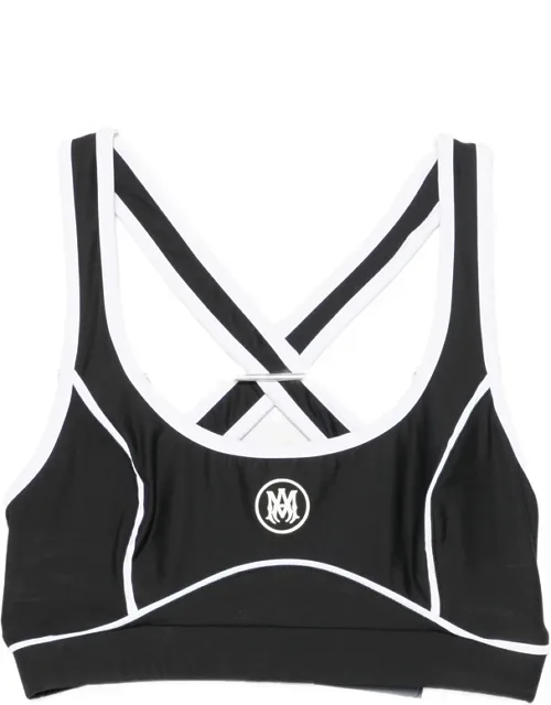 Logo-print Crossover-strap Sports Bra