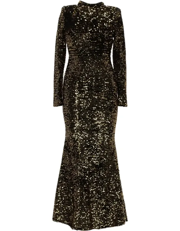 Fitted Sequin-embellished Evening Dress